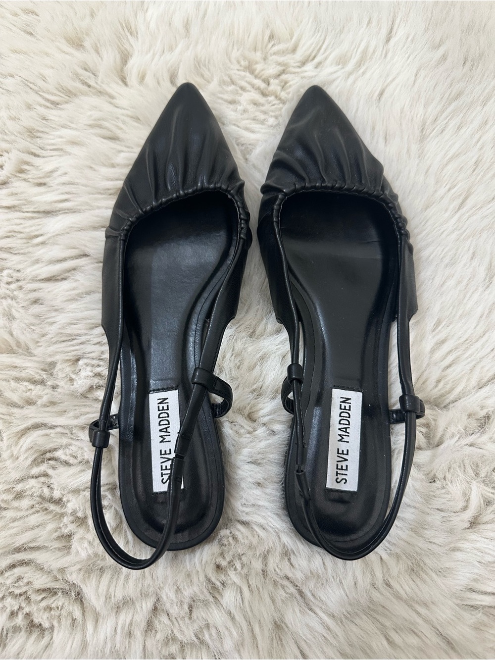 Steve Madden Black Pointed Slingback Flats